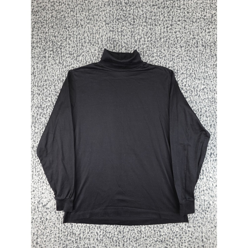Lands End Turtleneck Mens M Black Long Sleeve Regular Fit Made in USA 11920